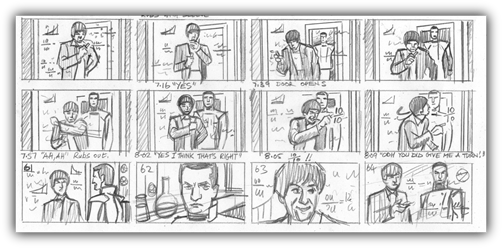 Rough draft storyboards for Episode 3. Artist - Adrian Salmon.